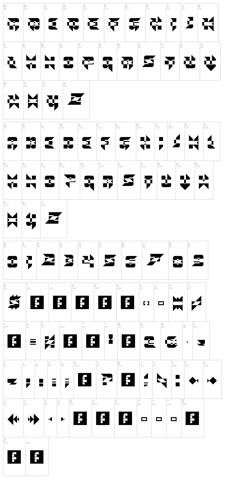 Toe the Line font map